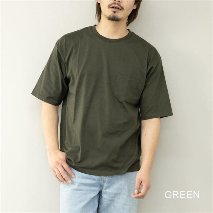 Tシャツ メンズ 半袖 接触冷感 天竺 ビッグシルエット ポケット付き カットソー 部屋着 ルームウェア