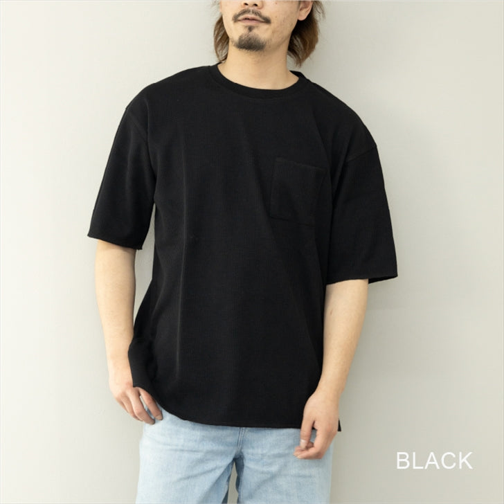 Tシャツ メンズ 半袖 ビッグシルエット ワッフル サーマル ビッグTシャツ オーバーTシャツ トップス