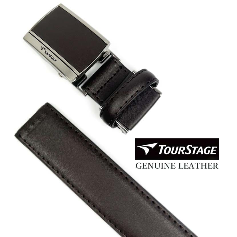 【全2色】 TOURSTAGE ツアーステージ フィットバックル ベルト リアルレザー 穴なしベルト 大き目