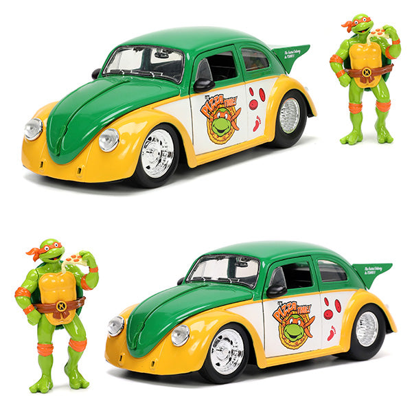 1:24 TURTLES 1959 VW DRAG BEETLE w/ MICHELANGELO 【タートルズ】ミニカー