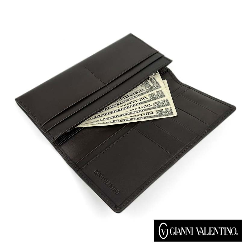 [2 colors] GIANNI VALENTINO Soft Real Leather Slim Bifold Long Wallet