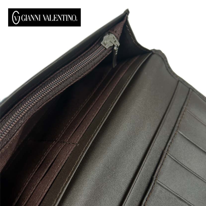 [2 colors] GIANNI VALENTINO Soft Real Leather Slim Bifold Long Wallet