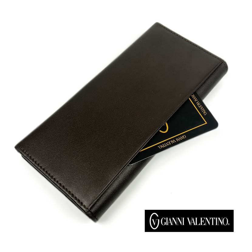 [2 colors] GIANNI VALENTINO Soft Real Leather Slim Bifold Long Wallet