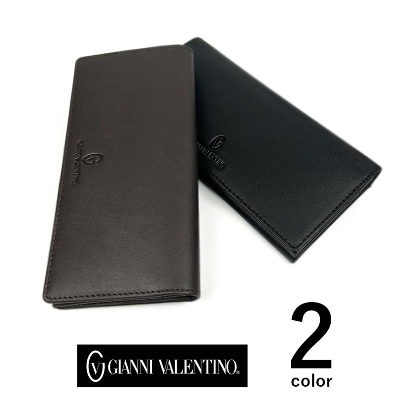 [2 colors] GIANNI VALENTINO Soft Real Leather Slim Bifold Long Wallet