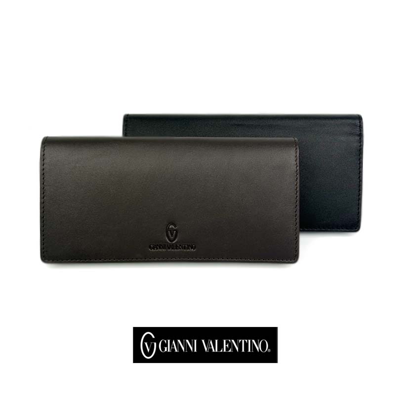 [2 colors] GIANNI VALENTINO Soft Real Leather Slim Bifold Long Wallet