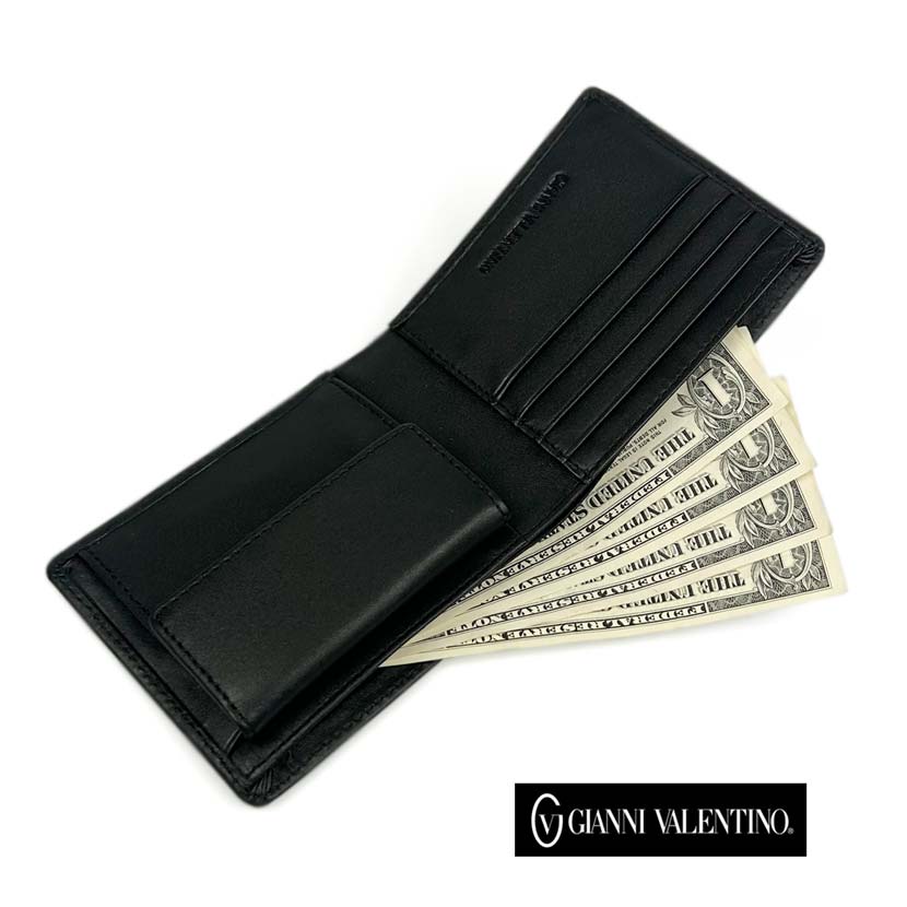 [2 colors] GIANNI VALENTINO Real Leather Bifold Wallet Short Wallet