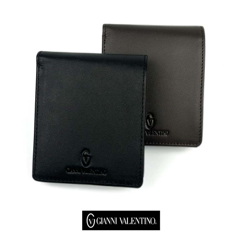 [2 colors] GIANNI VALENTINO Real Leather Bifold Wallet Short Wallet