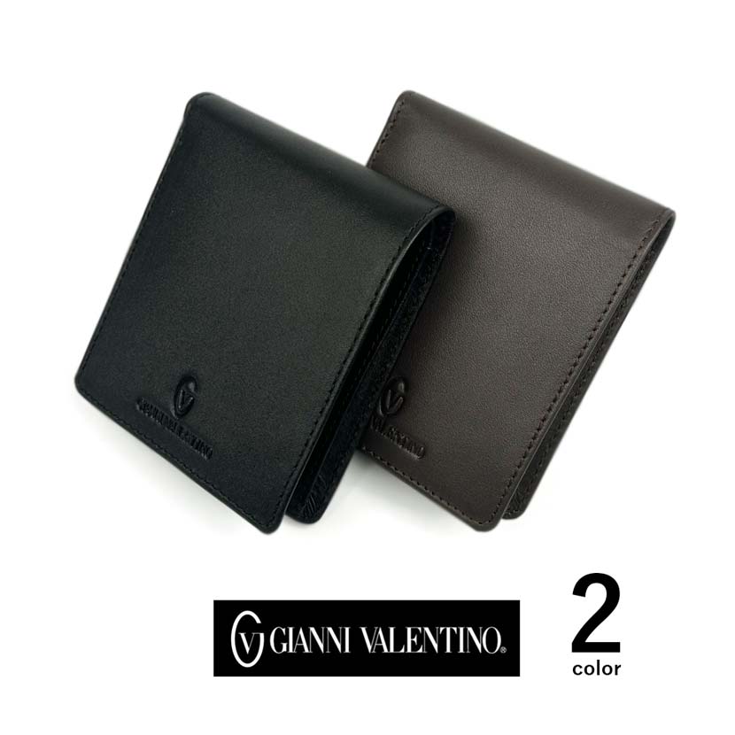 [2 colors] GIANNI VALENTINO Real Leather Bifold Wallet Short Wallet