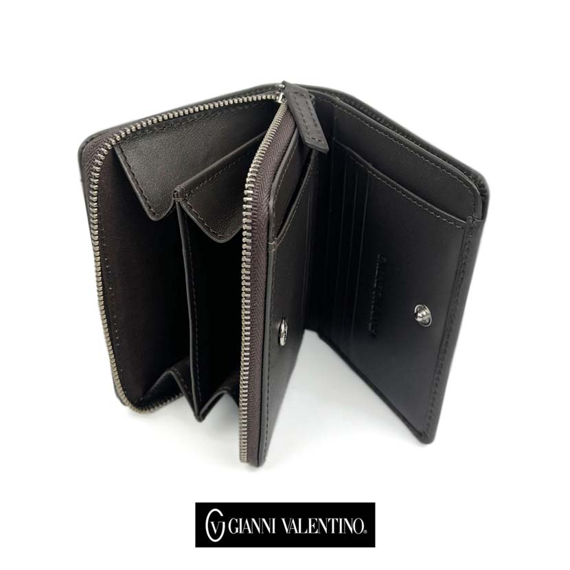 【全2色】 GIANNI VALENTINO ジャンニ・バレンチノ リアルレザー 2つ折り 財布 ショートウォレット