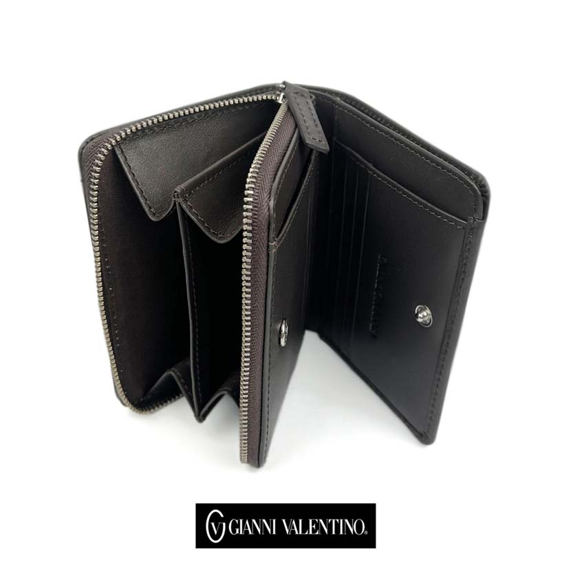 [2 colors] GIANNI VALENTINO Real Leather Bifold Wallet Short Wallet