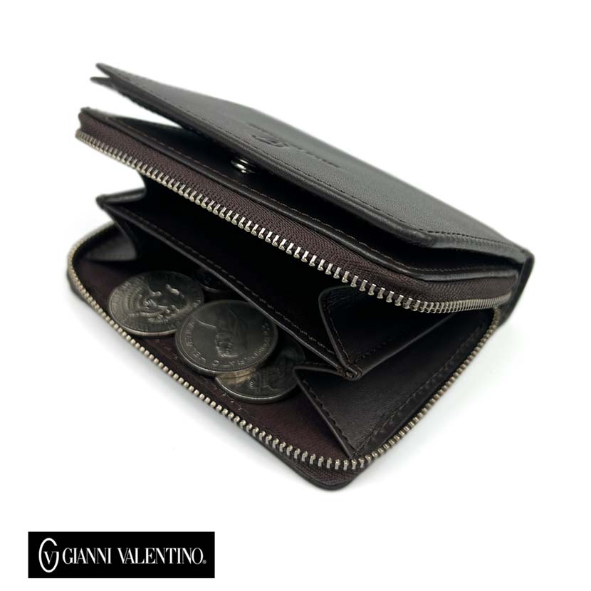 【全2色】 GIANNI VALENTINO ジャンニ・バレンチノ リアルレザー 2つ折り 財布 ショートウォレット