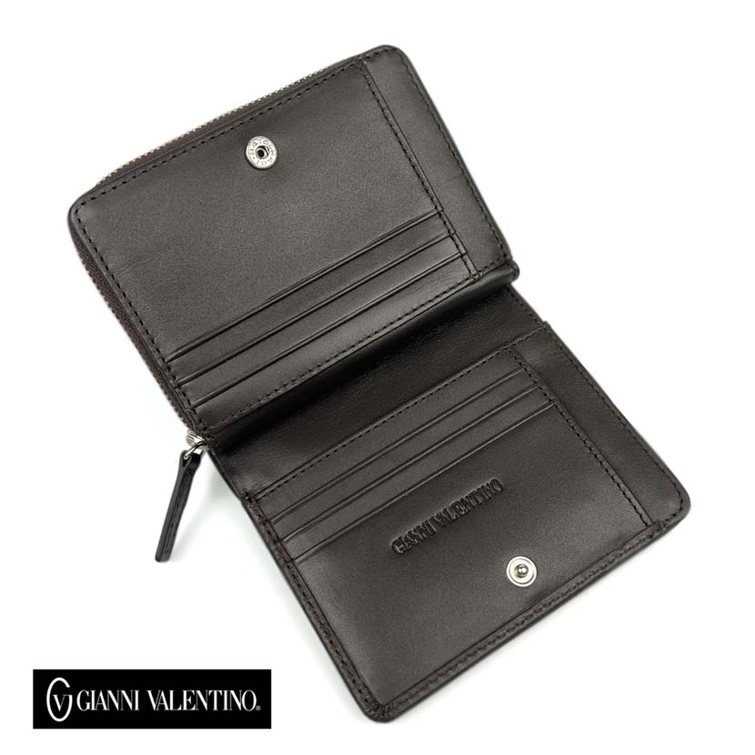 [2 colors] GIANNI VALENTINO Real Leather Bifold Wallet Short Wallet