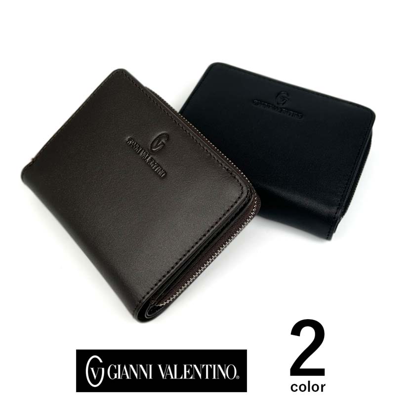 [2 colors] GIANNI VALENTINO Real Leather Bifold Wallet Short Wallet