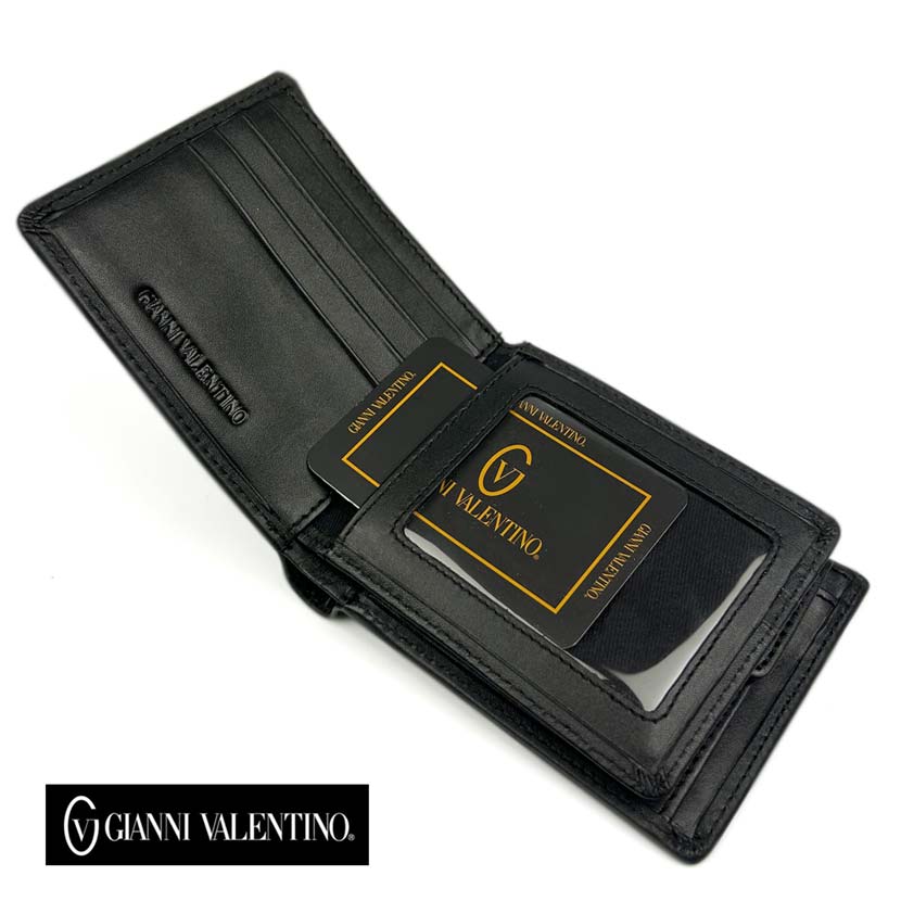 【全2色】 GIANNI VALENTINO ジャンニ・バレンチノ リアルレザー 中ベラ付き 2つ折り 財布