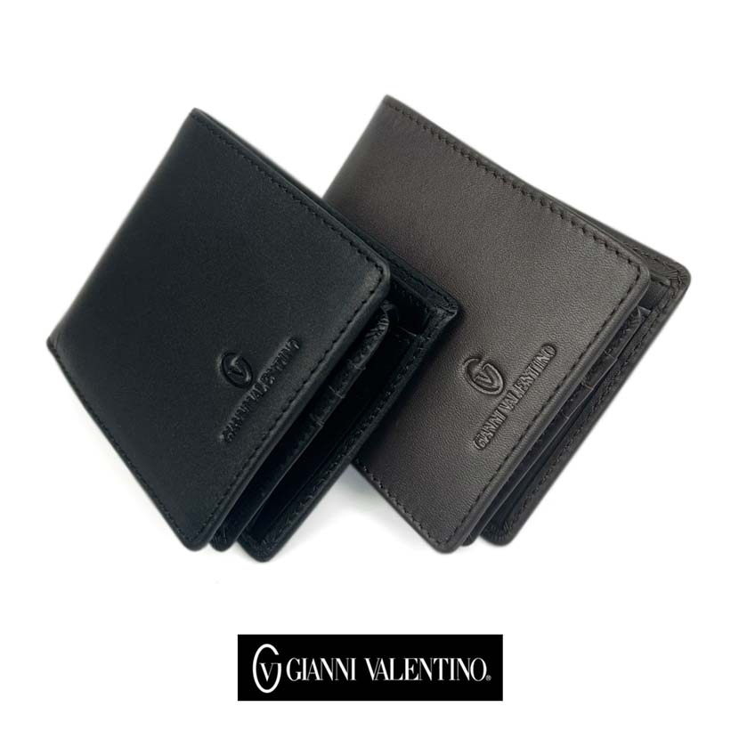 【全2色】 GIANNI VALENTINO ジャンニ・バレンチノ リアルレザー 中ベラ付き 2つ折り 財布