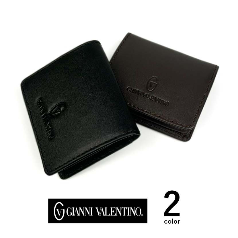 [2 colors] GIANNI VALENTINO Real leather box-shaped coin case Coin purse