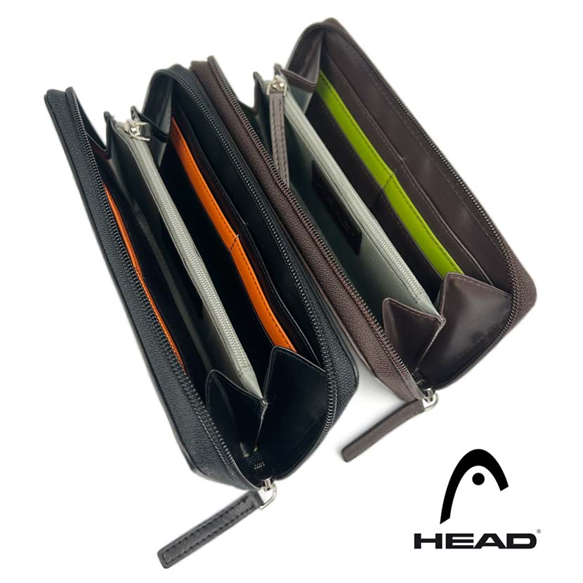 [2 colors in total] HEAD Real Leather Bicolor Round Zipper Long Wallet Long Wallet