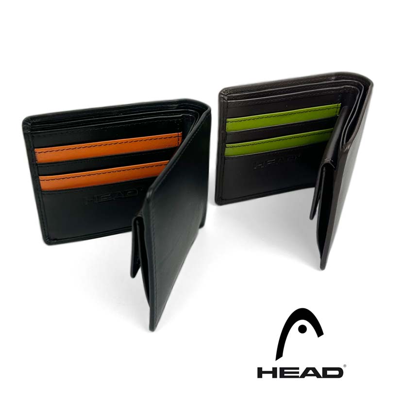 [2 colors] HEAD Real Leather Bicolor Bifold Wallet Short Wallet