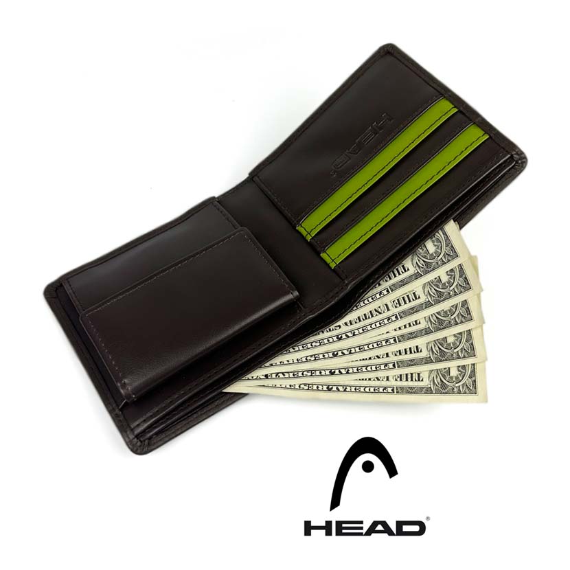 [2 colors] HEAD Real Leather Bicolor Bifold Wallet Short Wallet