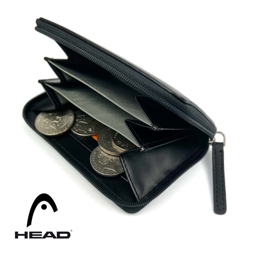 [2 colors] HEAD Real Leather Bicolor Round Zipper Coin Purse Coin Case