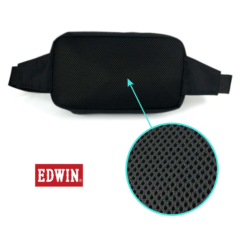 Available in 2 colors EDWIN Water Repellent PU Nylon Waist Bag Body Bag Waist Pouch