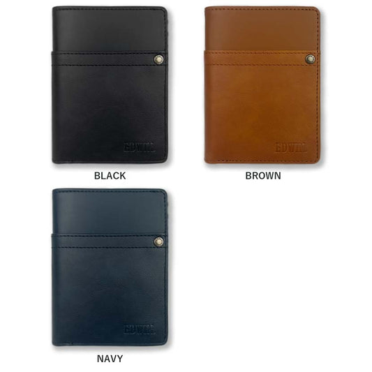 [All 3 colors] EDWIN Rivet Design L-shaped Zipper Coin Purse Bifold Wallet Wallet