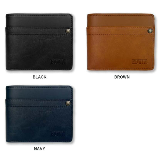 [All 3 colors] EDWIN rivet design bi-fold wallet with inner bellows