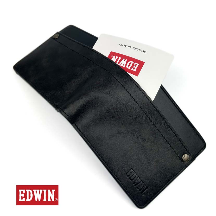 [All 3 colors] EDWIN rivet design bi-fold wallet with inner bellows