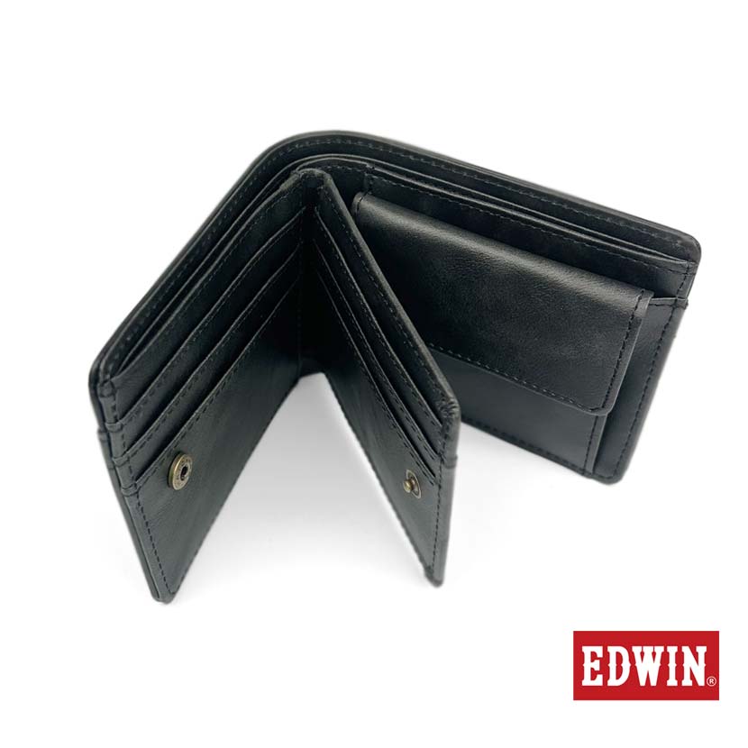 [All 3 colors] EDWIN rivet design bi-fold wallet with inner bellows