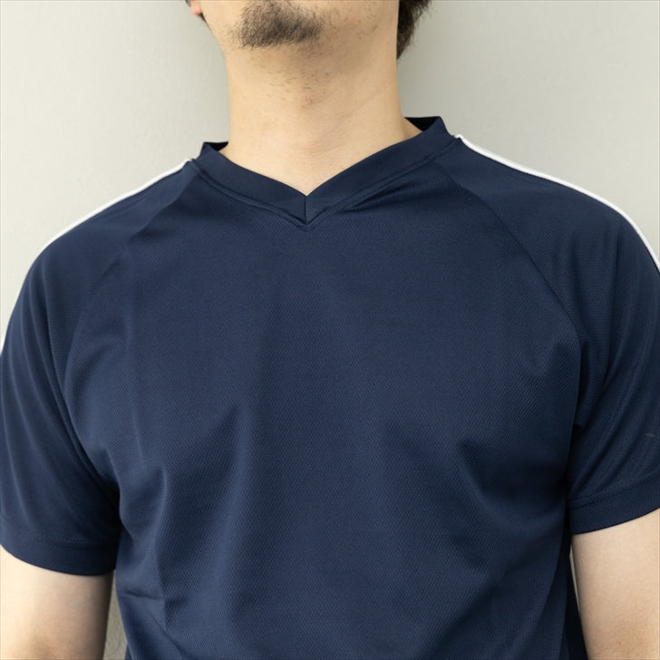 Tシャツ メンズ 半袖 ドライ メッシュ 吸汗速乾 Vネック サイドライン柄 吸汗速乾Tシャツ スポーツウェア