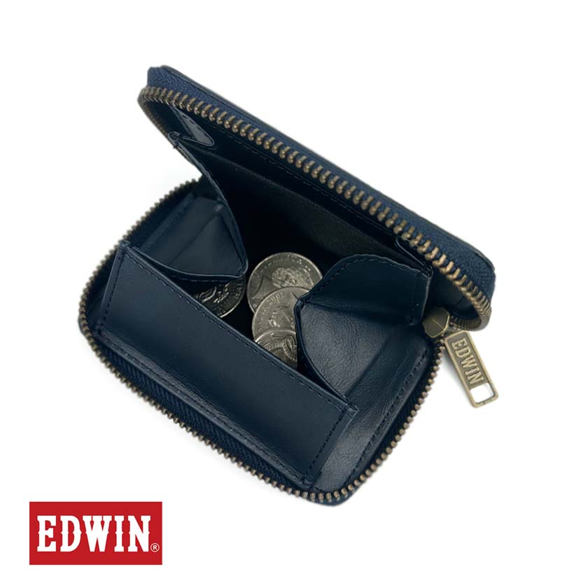 [All 3 colors] EDWIN Rivet Design Round Zipper Coin Case Coin Purse