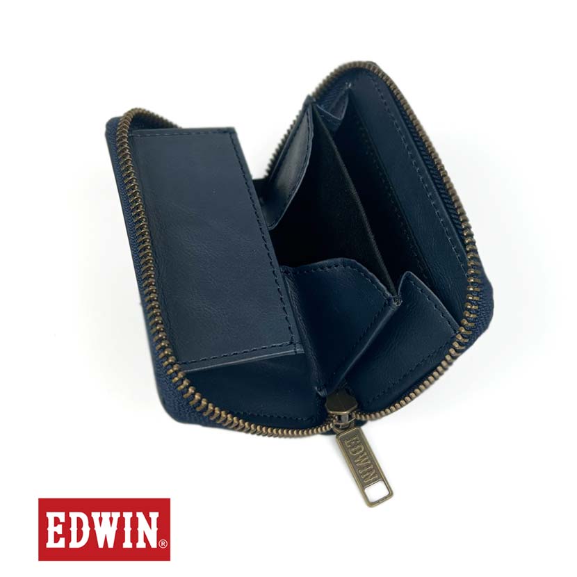 [All 3 colors] EDWIN Rivet Design Round Zipper Coin Case Coin Purse