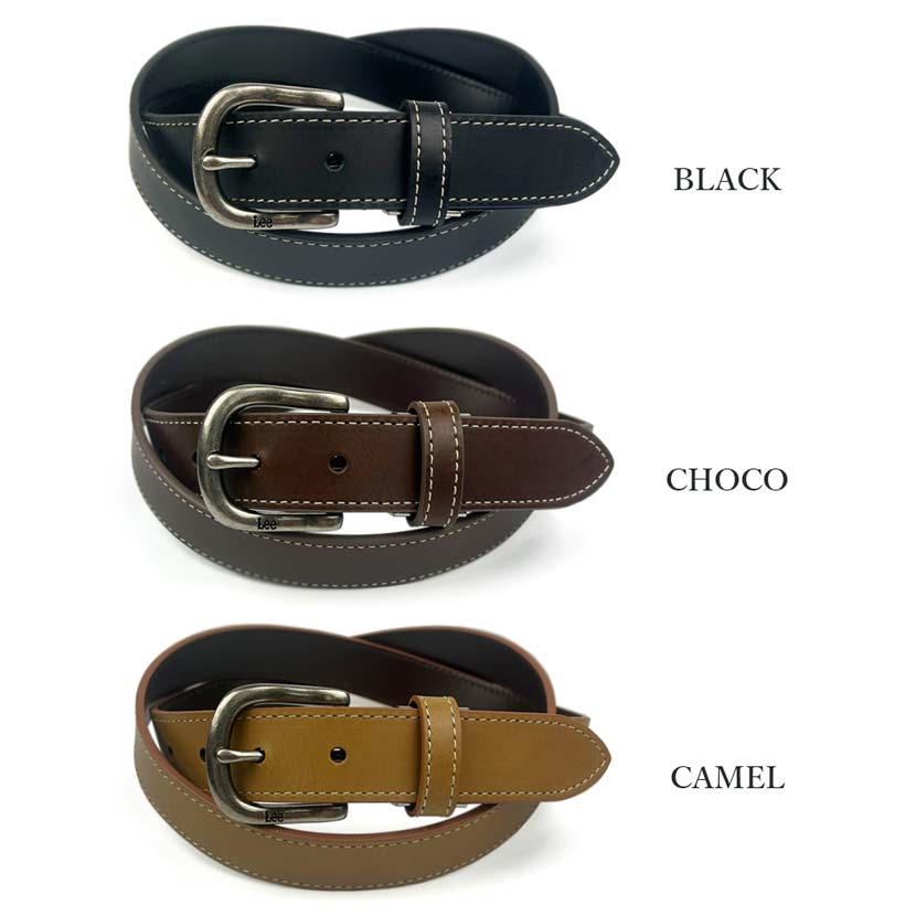 All 3 colors Lee Real Leather Stitch Design Belt Italian Leather Recycled Leather