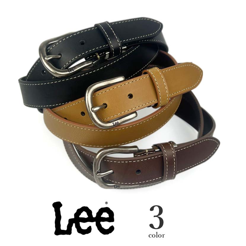 All 3 colors Lee Real Leather Stitch Design Belt Italian Leather Recycled Leather