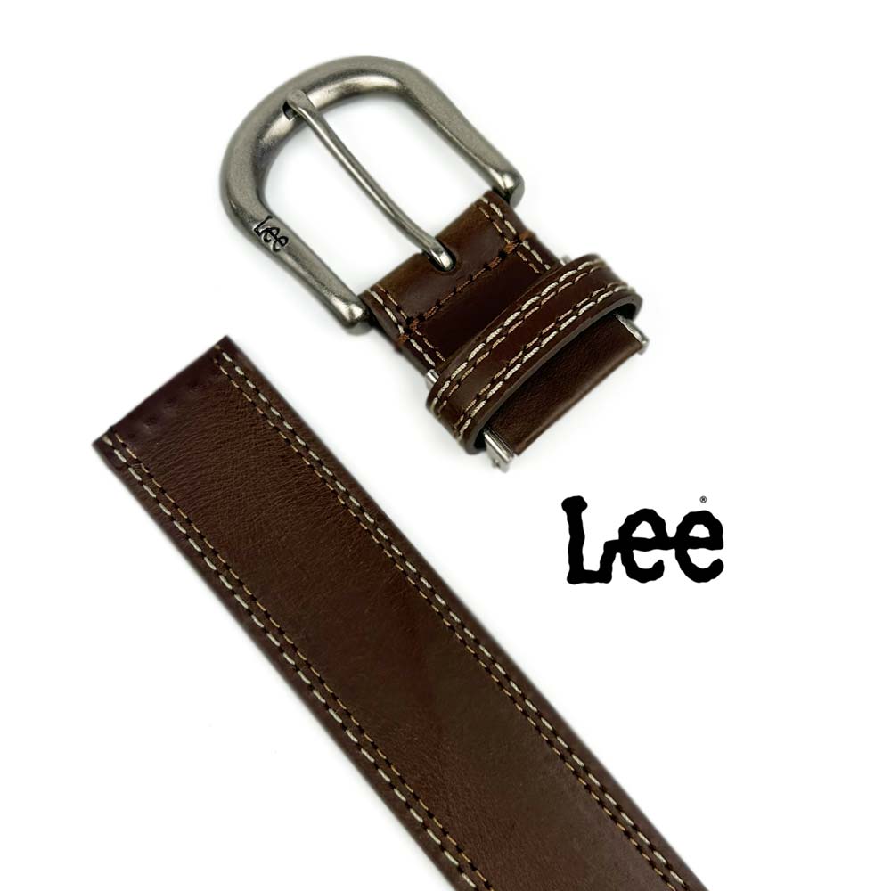 All 3 colors Lee Real Leather Double Stitch Design Belt Italian Leather Recycled Leather (0120590)