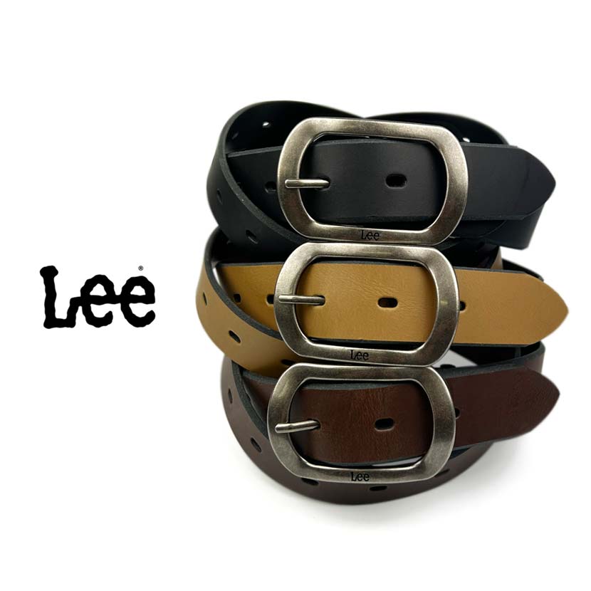 All 3 colors Lee Real Leather Deep Chamfered Punching Design Belt Italian Leather Recycled Leather