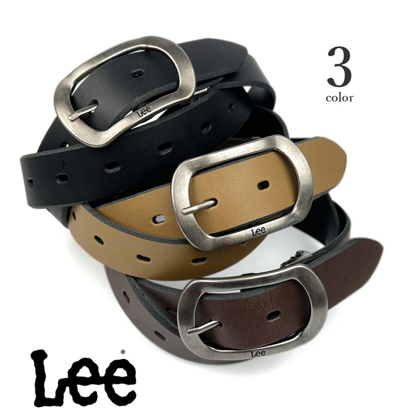 All 3 colors Lee Real Leather Deep Chamfered Punching Design Belt Italian Leather Recycled Leather