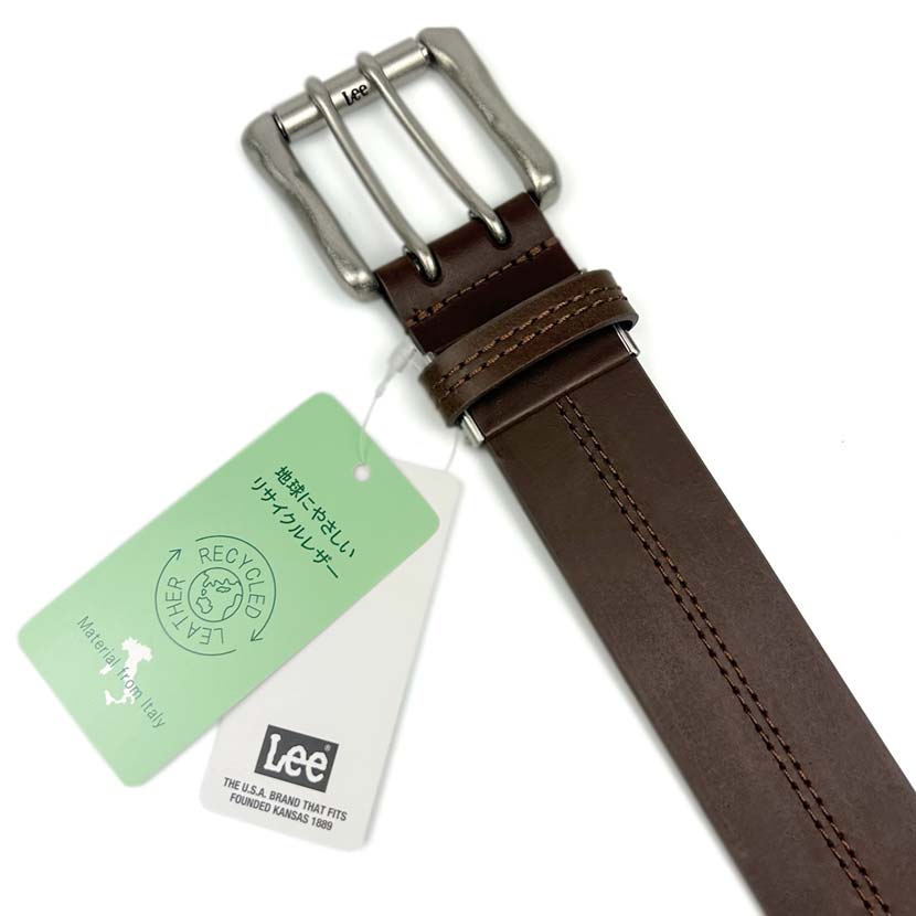 All 3 colors Lee Real Leather W Pin Center Stitch Wide Belt Italian Leather Recycled Leather