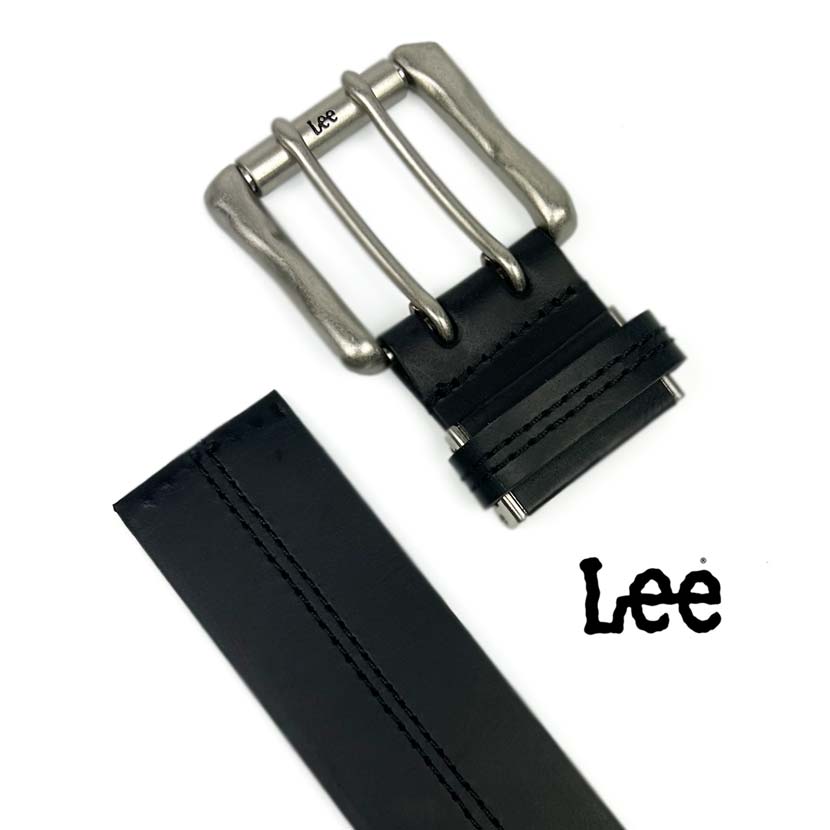 All 3 colors Lee Real Leather W Pin Center Stitch Wide Belt Italian Leather Recycled Leather