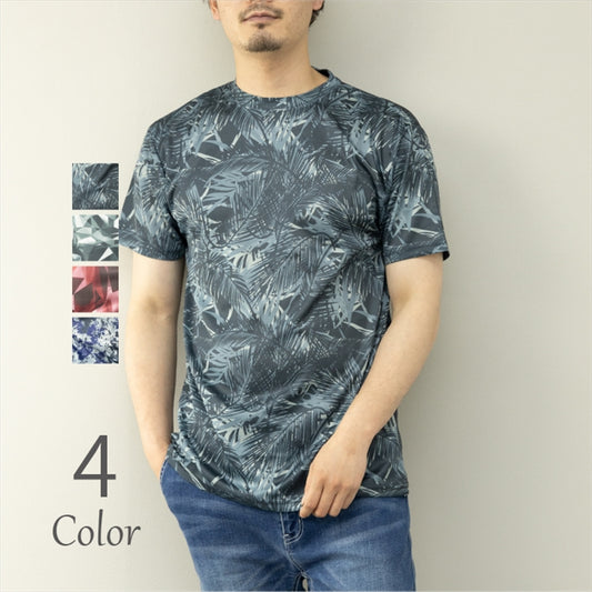 Men's T-shirt, Short Sleeve, Dry, Mesh, Sweat Absorbent, Quick Drying, Allover Print, Innerwear, Cut and Sew Sportswear