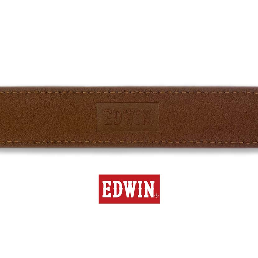 【全3色】EDWIN エドウイン リアルレザー ステッチデザイン ベルト ニッケルフリーバックル