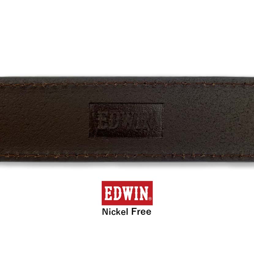 【全3色】EDWIN エドウイン リアルレザー ステッチデザイン ベルト ニッケルフリーバックル 3.5cm