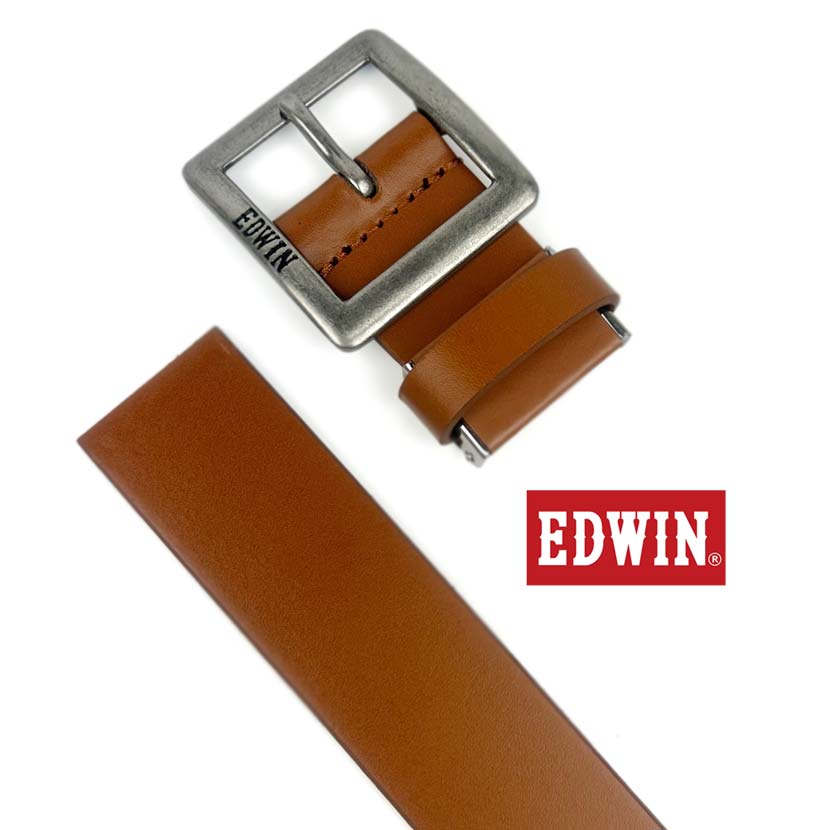 【全3色】EDWIN エドウイン リアルレザー ギャリソンバックル ベルト ニッケルフリーバックル 3.5cm