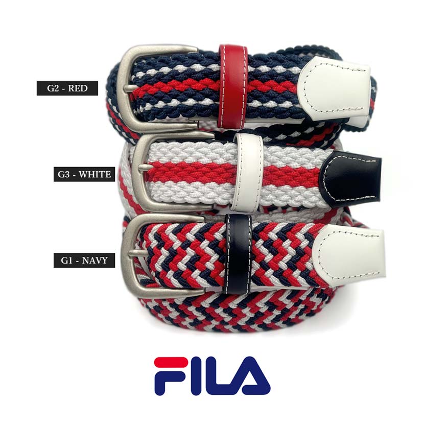 【3タイプ】FILA フィラ カラフル メッシュラバー ベルト 伸びる ゴムベルト