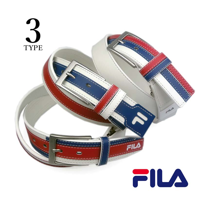 【3タイプ】FILA GOLF フィラ ゴルフ トリコロール レザー ゴルフベルト