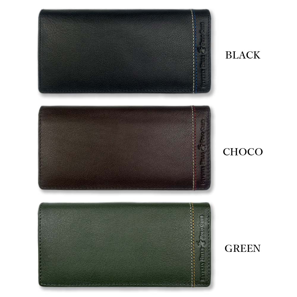 All 3 colors BEVERLY HILLS POLO CLUB Real leather bi-fold long wallet