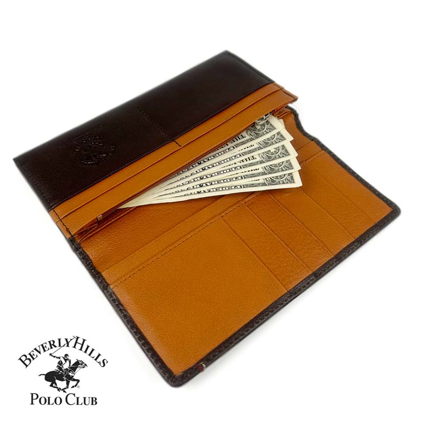 All 3 colors BEVERLY HILLS POLO CLUB Real leather bi-fold long wallet