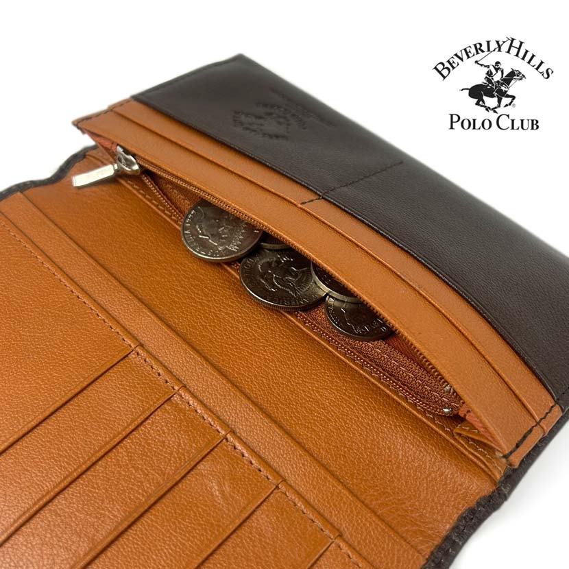 All 3 colors BEVERLY HILLS POLO CLUB Real leather bi-fold long wallet