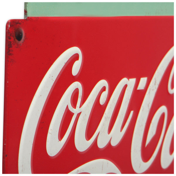 Die-cut embossed metal sign COCA COLA FOUNTAIN SERVICE [Coca-Cola tin sign]