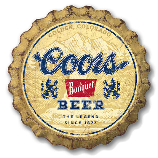 ボトルキャップ メタルサイン Coors Banquet Weathered【クアーズ ブリキ看板】